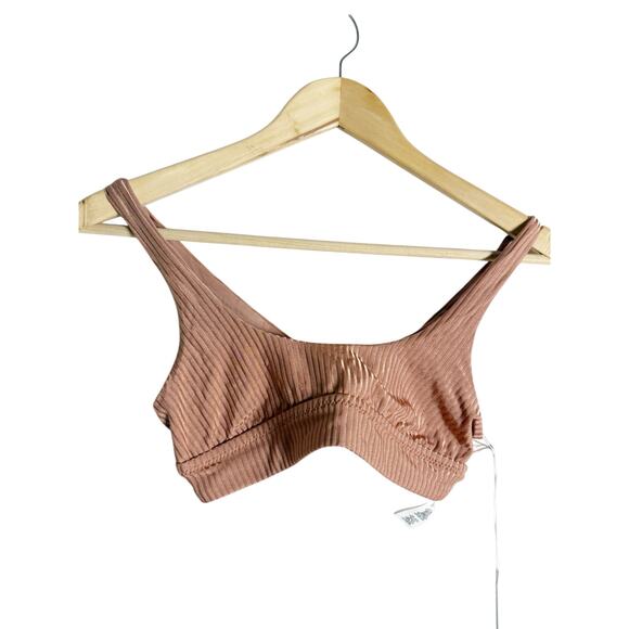 Vitamin A Sienna Ribbed Tank Bikini Top in Pink Sands Shimmer Size Small - Picture 4 of 8